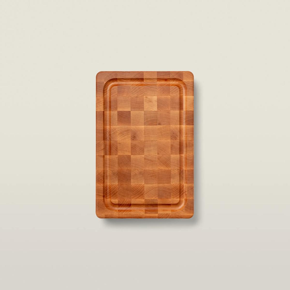 Maple Wood End Grain Chopping Block with Stainless Steel Bun feet, w/Groove 1-3/4" Thick (Bun Feet Series)